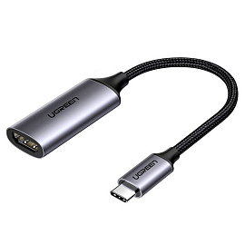 Переходник Type-C - HDMI 4K 60Hz (папа - мама) 10 см Ugreen CM297 серый