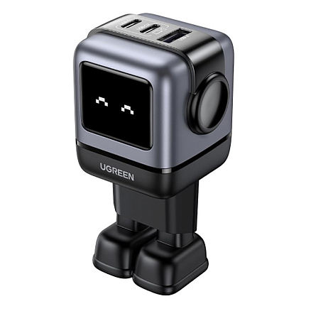 Зарядное устройство сетевое USB и двумя Type-C 65W Ugreen CD361-35291 GaN (быстрая зарядка PD, QC) серое