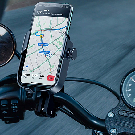 Держатель на руль велосипеда или мопеда для телефона до 6.5 дюйма Baseus Armor черный