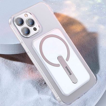 Чехол для iPhone 13 силиконовый c подставкой Baseus Magnetic прозрачный