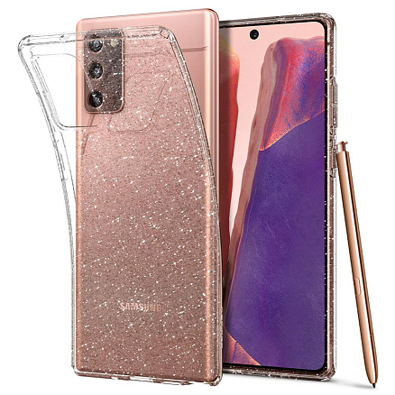 Чехол для Samsung Galaxy Note 20 гелевый с блестками Spigen Liquid Crystal Glitter прозрачный