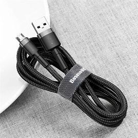 Кабель USB - MicroUSB для зарядки 2 м 1.5А плетеный Baseus Cafule черно-серый