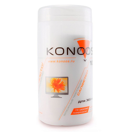 Салфетки для чистки дисплеев Konoos KBF-100 в тубе 100 шт.