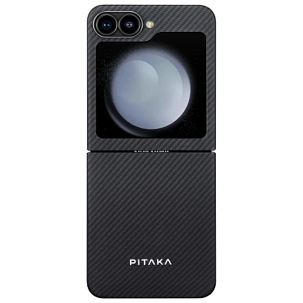 Чехол для Samsung Galaxy Z Flip 6 кевларовый тонкий Pitaka MagEZ 5 черно-серый