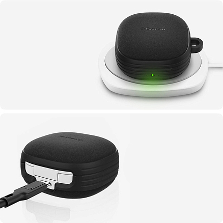 Чехол для наушников Samsung Galaxy Buds 2, Buds Live, Buds Pro гибридный Spigen Caseology Vault матовый черный