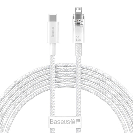 Кабель Type-C - Lightning для зарядки 2 м 20W плетеный Baseus Explorer CATS010302 (быстрая зарядка PD) белый