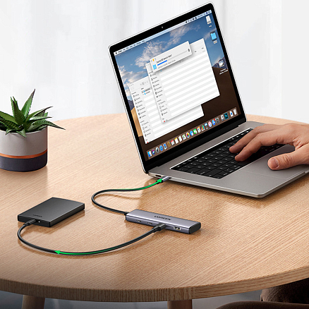 Хаб (разветвитель) Type-C - 2 х Type-C, 2 х USB 3.0 Ugreen CM473-15395 серый
