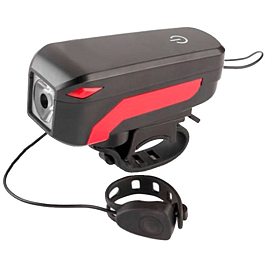 Велофара с электронным звонком 1 диод Cree T6 350 лм аккумуляторная HJ-7599 черно-красная