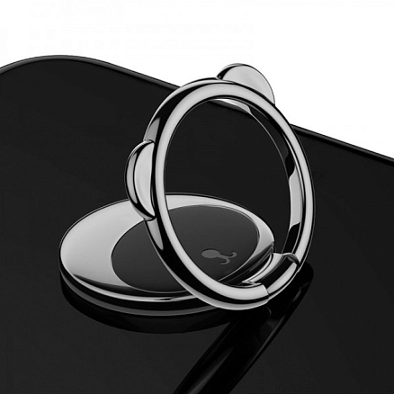 Держатель для телефона на палец Baseus Bear черный