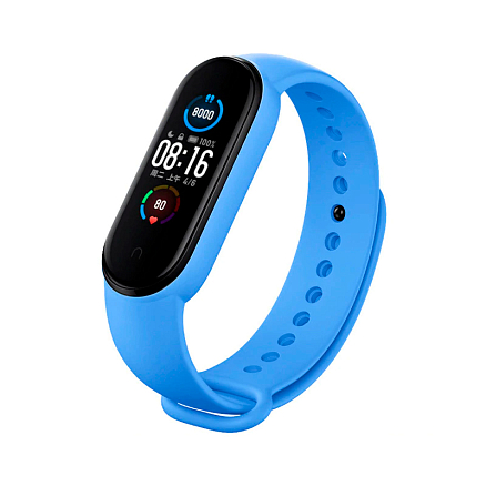 Сменный браслет для Xiaomi Mi Smart Band 5, 6 силиконовый синий