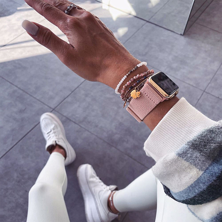 Ремешок-браслет для Apple Watch  4, 5, 6, 7, 8, SE 38, 40 и 41 мм текстильный Tech-Protect Mellow розовый