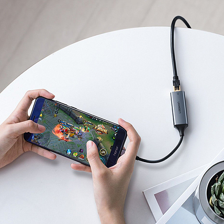 Переходник Type-C - Gigabit Ethernet длина 10 см Ugreen CM199 серый