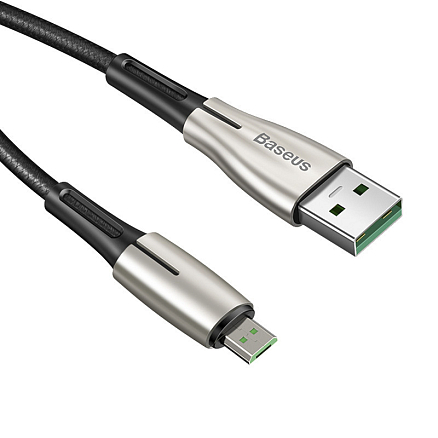Кабель USB - MicroUSB для зарядки 0,5 м 4А плетеный Baseus Waterdrop (быстрая зарядка) черный