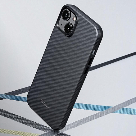 Чехол для iPhone 15 гибридный Pitaka MagEZ 4 1500D черно-серый