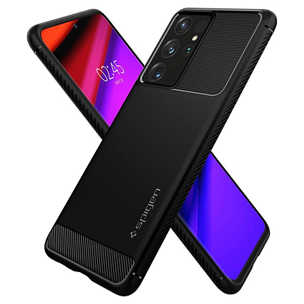 Чехол для Samsung Galaxy S21 Ultra гелевый Spigen Rugged Armor черный