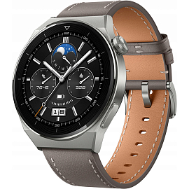Умные часы Huawei Watch GT 3 Pro ODN-B19 с кожаным ремешком серые