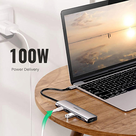 Хаб (разветвитель) Type-C - HDMI 4K 60Hz, 3 х USB 3.0, Type-C PD 100W Ugreen CM136-70495 серый