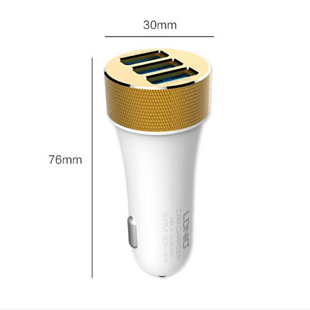 Зарядное устройство автомобильное с тремя USB входами 5.1A и MicroUSB кабелем Ldnio DL-C50 белое