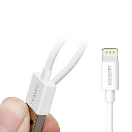Кабель USB - Lightning для зарядки iPhone 0,5 м 2.4A MFi Ugreen US155 (быстрая зарядка) белый