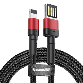 Кабель USB - Lightning для зарядки iPhone 1 м 2.4А плетеный Baseus Cafule SE черно-красный