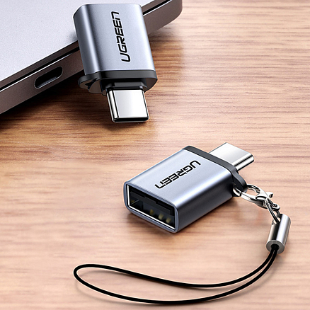 Переходник Type-C - USB 3.0 (папа - мама) Ugreen US270 серый