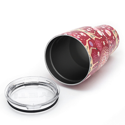 Термокружка Rambler Tumbler 900мл Pattern Reindeer красная