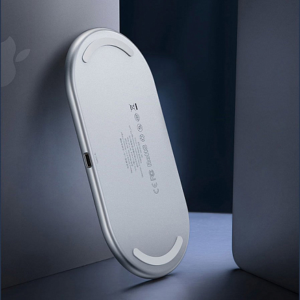 Беспроводная зарядка 2-в-1 для телефона и AirPods Baseus Simple (быстрая зарядка) белая