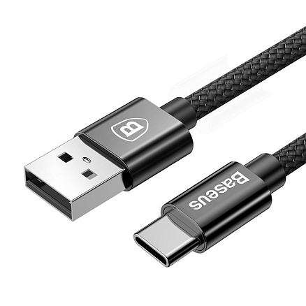 Зарядное устройство автомобильное с двумя USB входами 3.4A и Type-C кабелем Baseus Small Screw (быстрая зарядка QC 3.0) черное