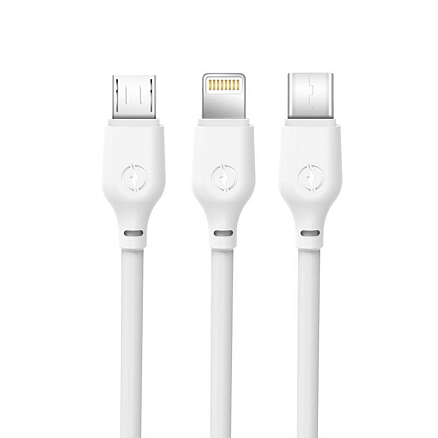 Кабель USB - MicroUSB, Lightning, Type-C 1 м 2.1A XO NB103 белый