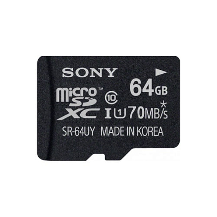 Карта памяти Sony SR64UYA MicroSDXC 64GB Class 10 70 мб/с UHS-I с адаптером SD