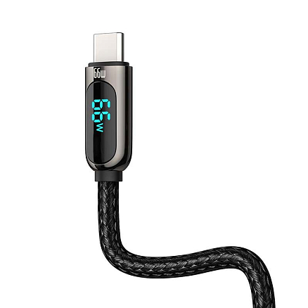 Кабель USB 2.0 - Type-C для зарядки 1 м с дисплеем плетеный Baseus Display (быстрая зарядка QC 3.0) черный
