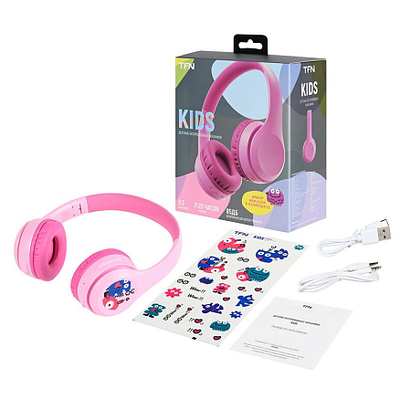 Наушники для детей беспроводные TFN Kids накладные складные розовые