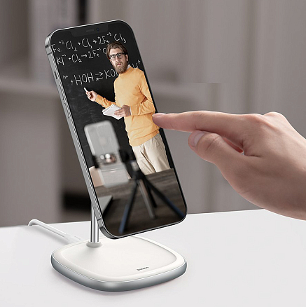 Беспроводная магнитная зарядка MagSafe для iPhone 15W Baseus Swan белая