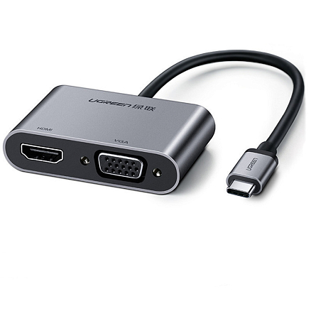 Хаб (разветвитель) Type-C - HDMI 4K 30Hz, VGA с питанием Type-C PD Ugreen CM162-50505 серебристый