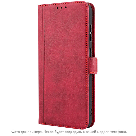Чехол для Xiaomi Redmi Note 14C кожаный - книжка CASE book красный