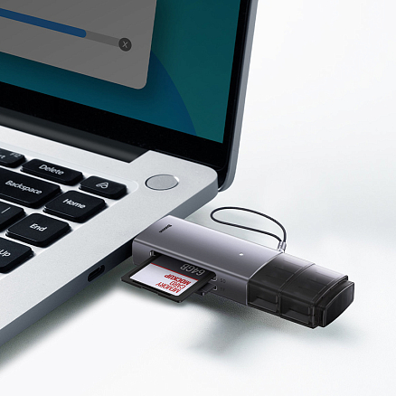 Картридер USB, Type-C - SD, microSD Baseus Lite серый