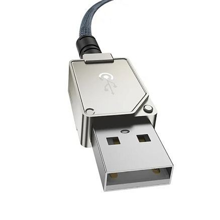 Кабель USB - Lightning для зарядки iPhone 2 м 2.4А плетеный Baseus Unbreakable серый с белым