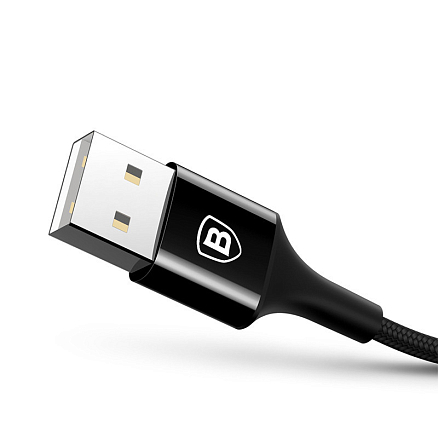 Кабель USB - Lightning для зарядки iPhone 1 м 2А плетеный Baseus Shining черный