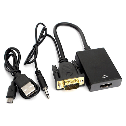Преобразователь VGA + Audio - HDMI (папа - мама) с питанием от USB порта Cablexpert