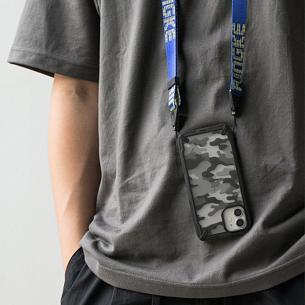Чехол для iPhone 12 Mini гибридный Ringke Fusion X Design Camo черный