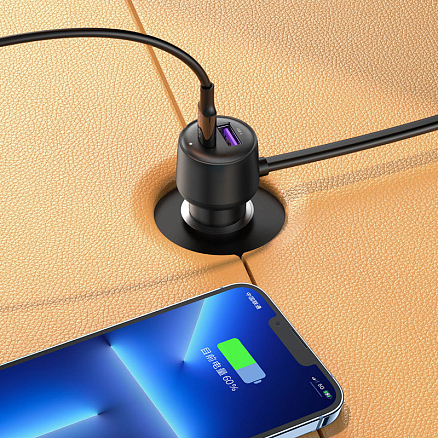 Зарядное устройство автомобильное с USB и Type-C входами 3A 24W Ugreen CD252 с разветвителем черное