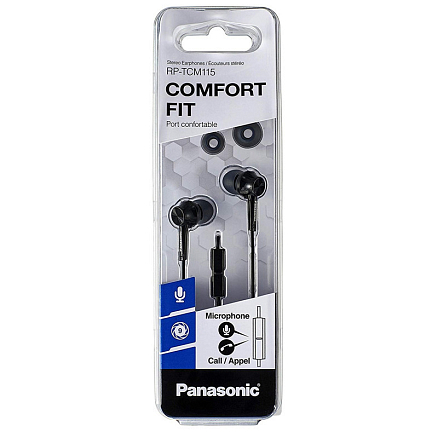 Наушники Panasonic RP-TCM115G вакуумные с микрофоном черные
