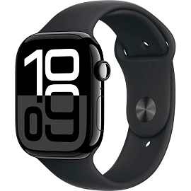 Умные часы Apple Watch S10 46 мм с силиконовым ремешком S/M черные