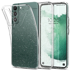 Чехол для Samsung Galaxy S22 гелевый с блестками Spigen Liquid Crystal Glitter прозрачный
