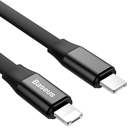 Кабель USB - MicroUSB, Lightning для зарядки 23 см 2А плоский Baseus Portable черный