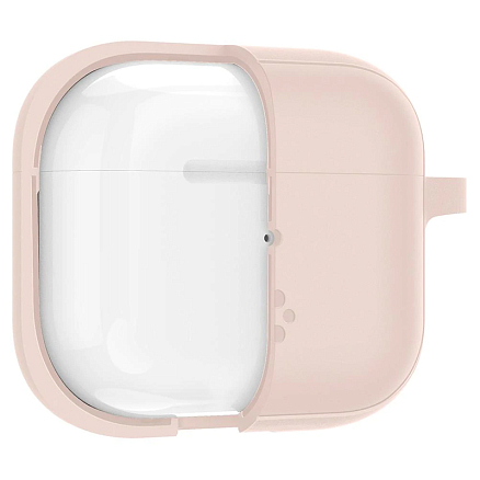 Чехол для наушников AirPods 3 силиконовый с карабином Spigen Silicone Fit розовый