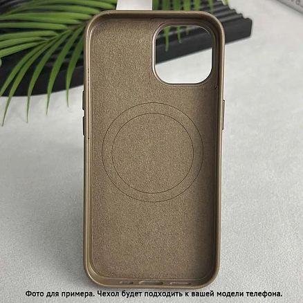 Чехол для iPhone 14 Pro Max кожаный Digitalpart Magsafe хаки