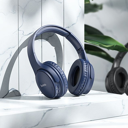 Наушники беспроводные Hoco W40 полноразмерные с микрофоном синие