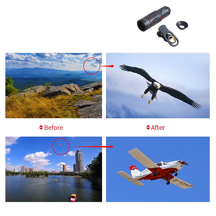 Объектив для телефона универсальный 4-в-1: Telephoto 18Х, Fisheye, Wide-Angle, Macro Apexel APL-T18 + штатив для телефона