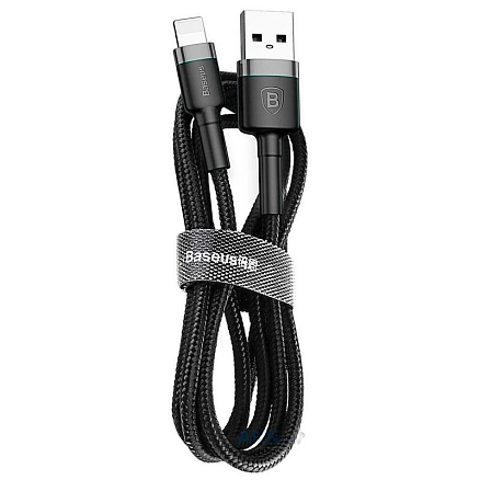 Кабель USB - Lightning для зарядки 0,5 м 2А плетеный Baseus Cafule черный